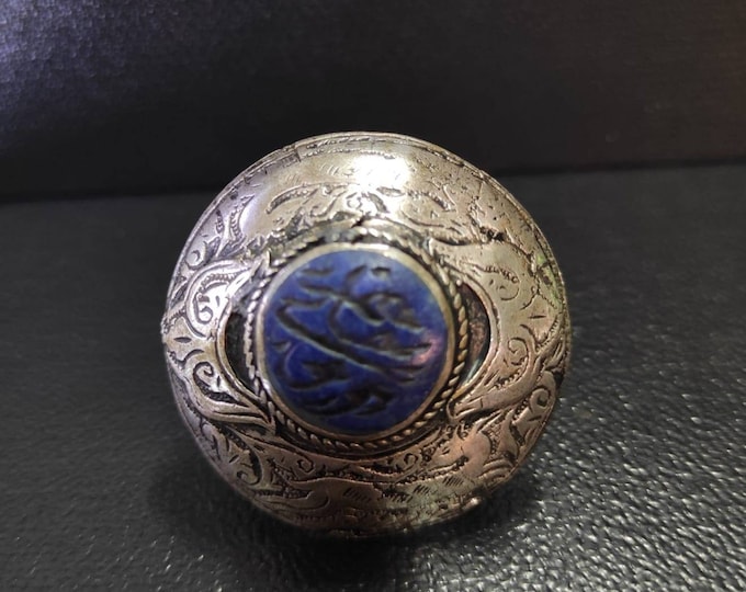 Wonderful Old Silver Antique Ring With Ancient Lapis Lazuli Islamic Calligraphy