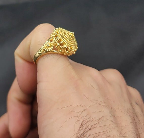 20k Gold Over Silver Ring Vintage Near Eastern Adjustable Free