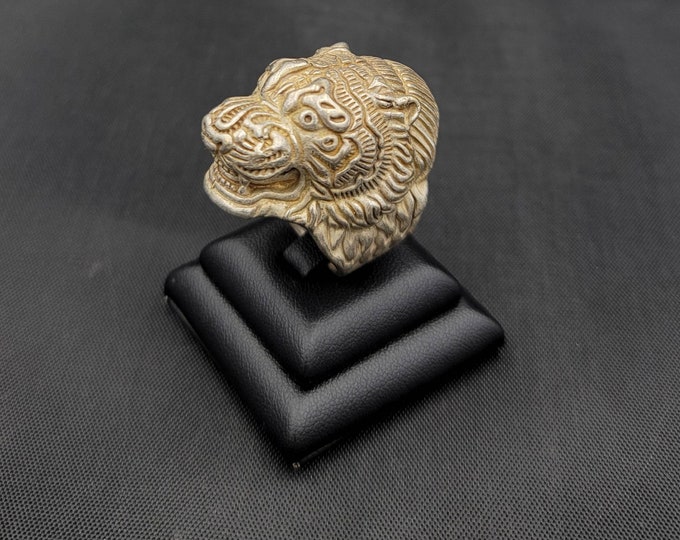 Handmade Vintage Tibetan Silver Lucky Tiger Face Ring