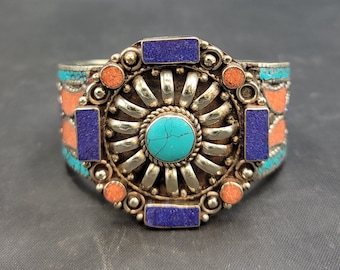 アクセサリー Tibet vintage- bangle Tibetan Bangle, Symbols Bracelet, Brass With Sterling Silver