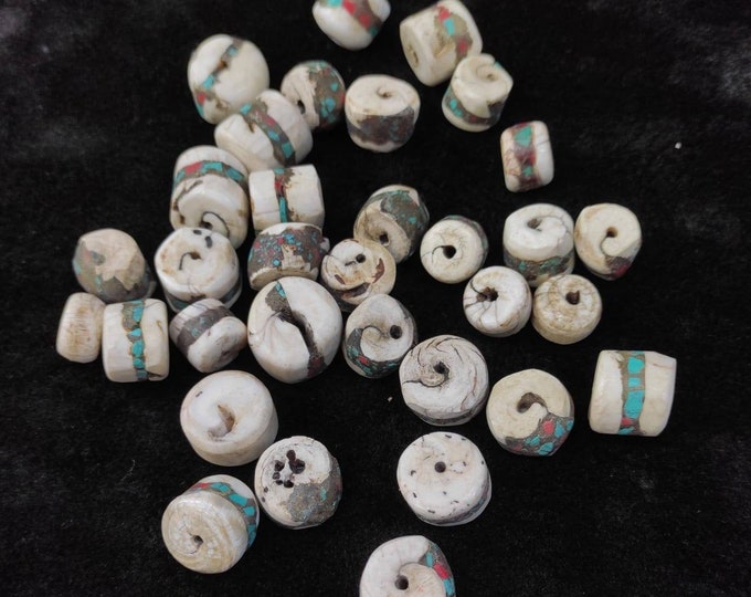 Antique Beautiful Wonderful Beads With Turquoise And Coral Stone Inlaid