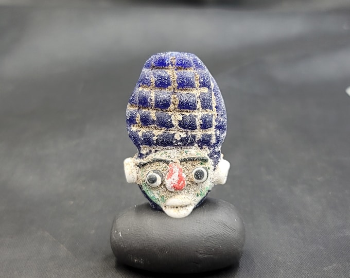 Unique Found Museum Quality Antique Ancient Mosaic Glass Unique Face Pendant Amulet