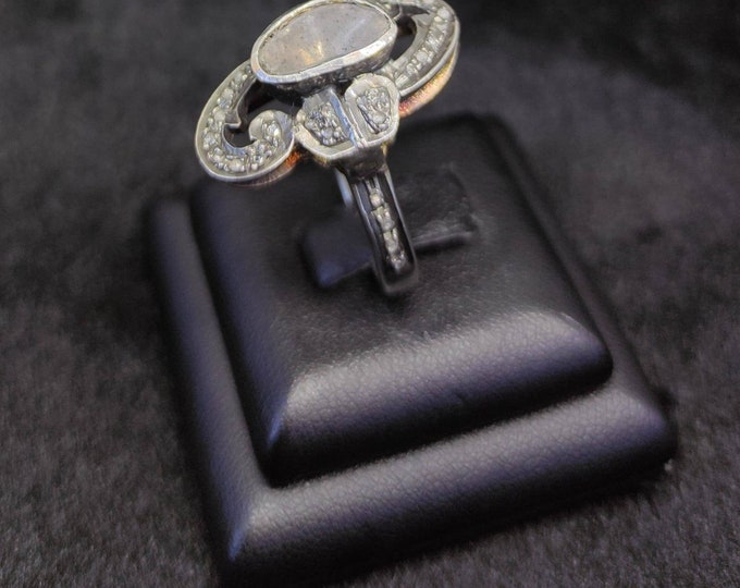 Beautiful Rose Cut Natural Daimond Silver Vintage Lovely Ring