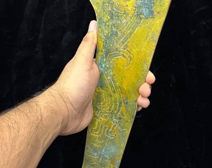 Huge Tibeten Lucky Drogon Head Years Antique Gold Gulding Wonderful Sword /Knife