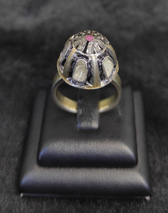 Vintage Silver Ring Victorian Design Daimond With Natural Ruby - Etsy