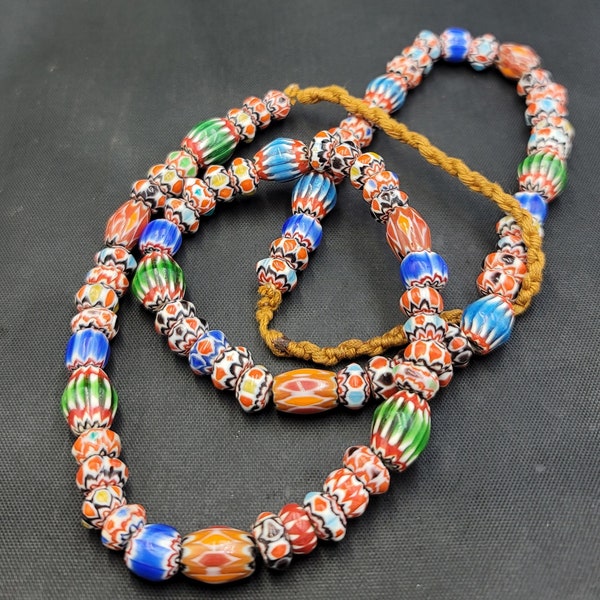 Beautiful Ancient Naga-Land Wonderful Mosaic Glass Gabree Beads Old Necklace Strand
