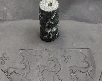 Ancient Backatri Stone Deer  Intaglio Cylinder Seal Beads Stamp