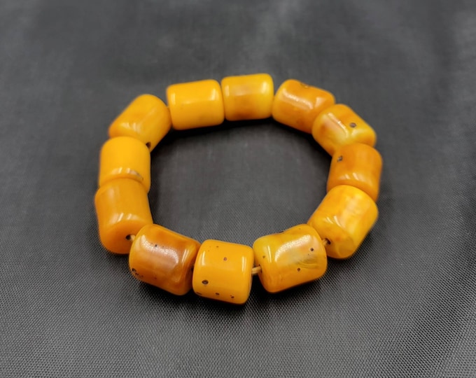 Beautiful Yellow Old Ancient Copal Beads Baraclet Adjustable