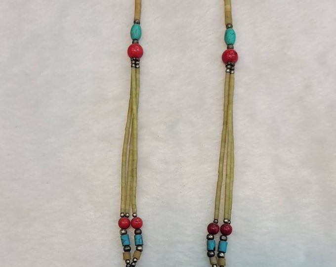 Beautiful Antique Lapis Lazuli Stone And Green Jade Stone Near Eastern Necklace