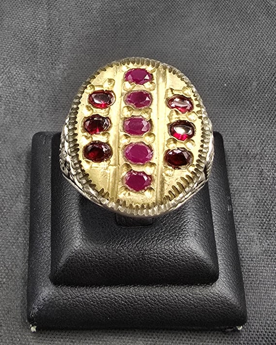 Natural Ruby Gemstone Old Silver Handmade Afghani… - image 1