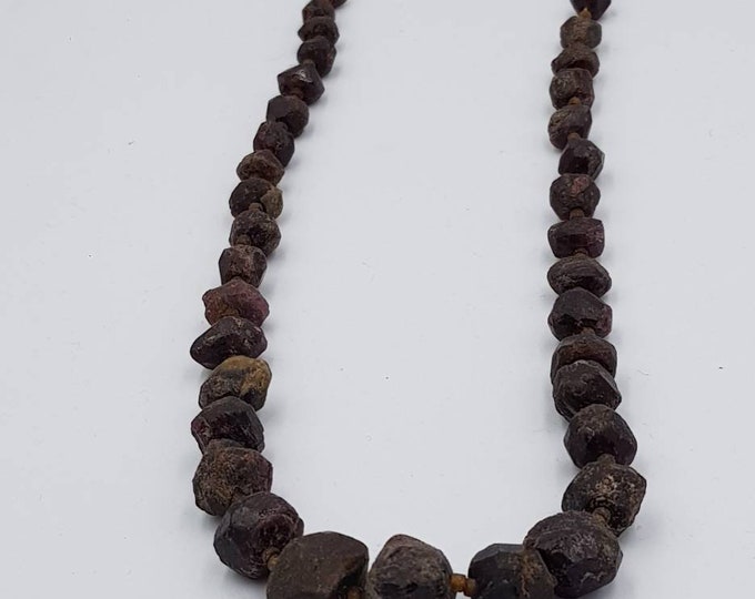 Very Old Garnet Unshape Beads Necklace Strand Afghanistan Stone
