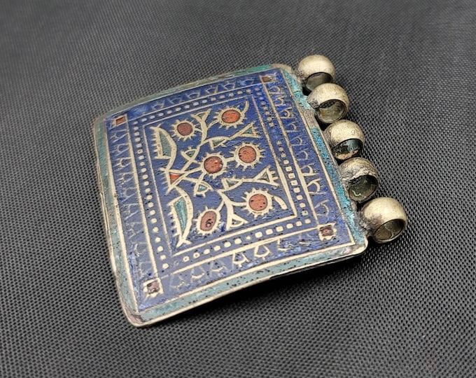 An Excellent Antique Silver Unique Islamic Style Pendant With Enamel Art