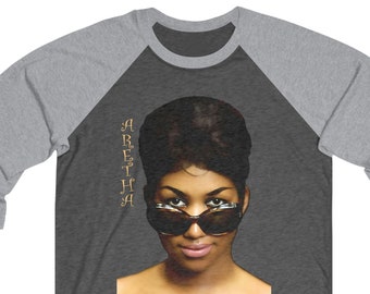 Camiseta raglán de manga larga, camiseta de Aretha Franklin, Black Girl Magic, Soul Diva, Funk, Jazz Music Artist Graphic Print, camiseta de banda unisex