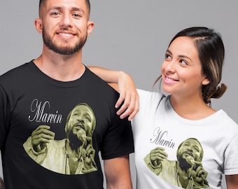 Marvin Gaye T Shirt, artista de música negra de los años 80, cantante de Soul Funk, camiseta de la banda de impresión gráfica unisex