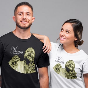 Marvin Gaye T Shirt, 1980&#39;s black music artist, Soul Funk singer, Unisex Graphic Print Band Tee