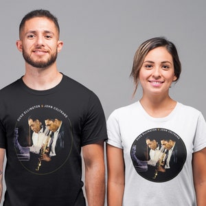 Duke Ellington and John Coltrane T Shirt, Jazz Album Cover Graphic Print Tee, Piano saxophone, Black Music Artist Band Tee Shirt