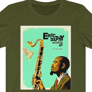 Jazz Art T Shirt, Retro Eric Dolphy Artwork, Saxophone Graphic Print, Unisex Black Music Artist Band Tee