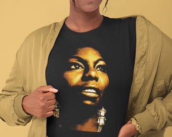 Nina Simone T Shirt, Aesthetic tees ladies, Vintage Jazz, Gospel, Soul, Funk Singer, Unisex Jazz Music Artist Band Shirts