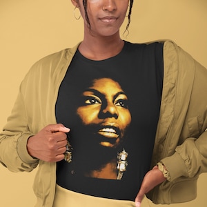 Nina Simone T Shirt, Aesthetic tees ladies, Vintage Jazz, Gospel, Soul, Funk Singer, Unisex Jazz Music Artist Band Shirts
