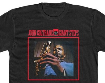John Coltrane &#39;Giant Steps&#39; Men&#39;s Crew Tee, Vintage Jazz Saxophone Tshirt, Album Cover Art Graphic Print Picture, Band T Shirt