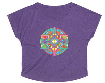 Women's T-shirt, Dolman Sleeve, Scoop Neck, Loose Fit, Flowy