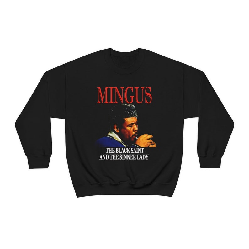 Classic Jazz Musician Pullover Sweatshirt, Charlie Mingus Graphic Print, Unisex Black