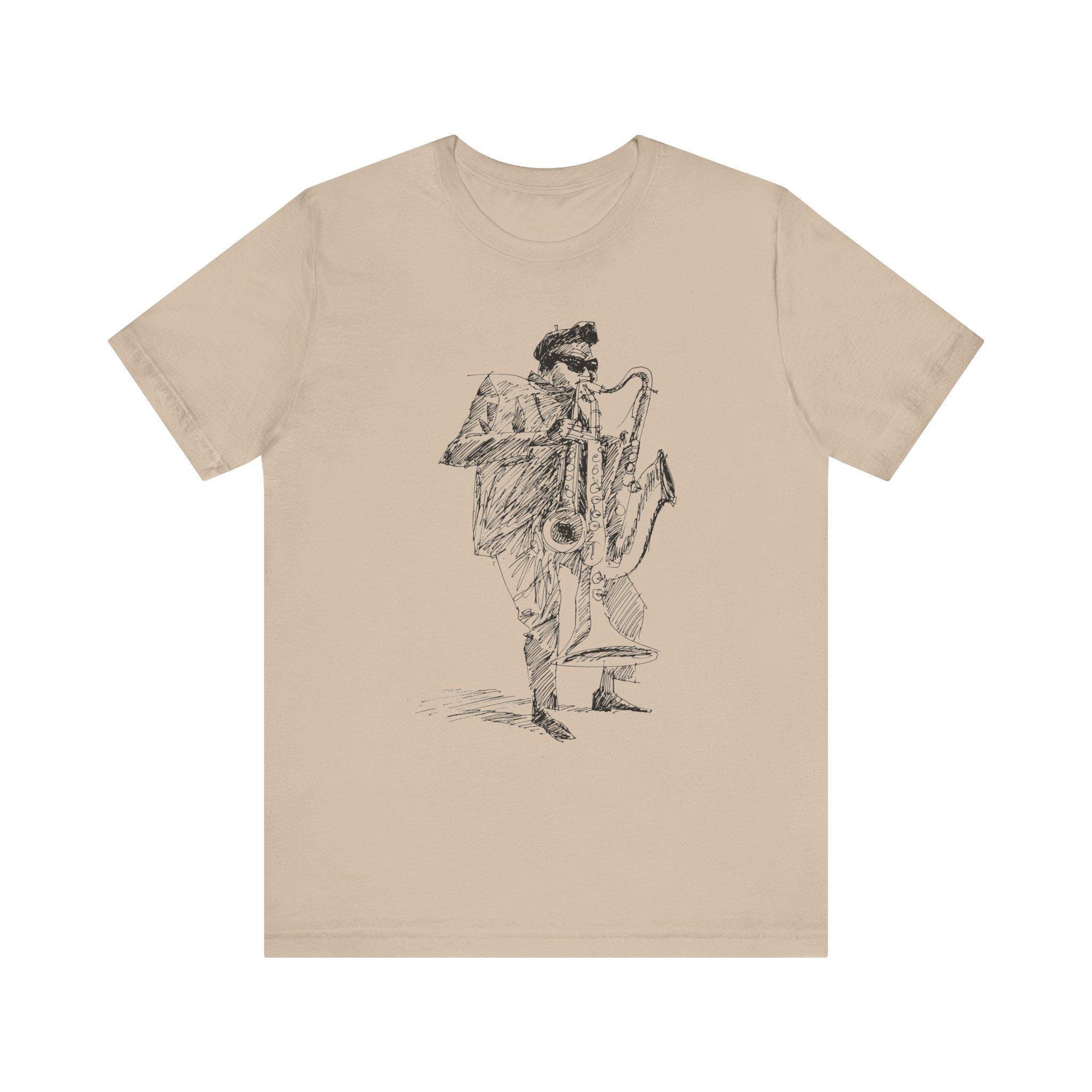 Roland Kirk Saxophone T-Shirt, Jazz Legend Tee, Musician Sketch Shirt, Unisex Graphic Print Top, Short Sleeve Jersey