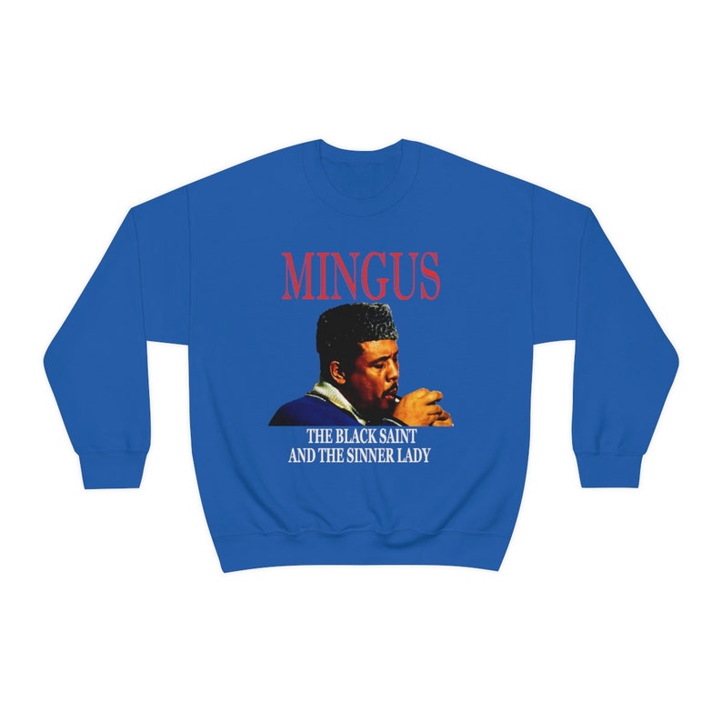 Classic Jazz Musician Pullover Sweatshirt, Charlie Mingus Graphic Print, Unisex Royal