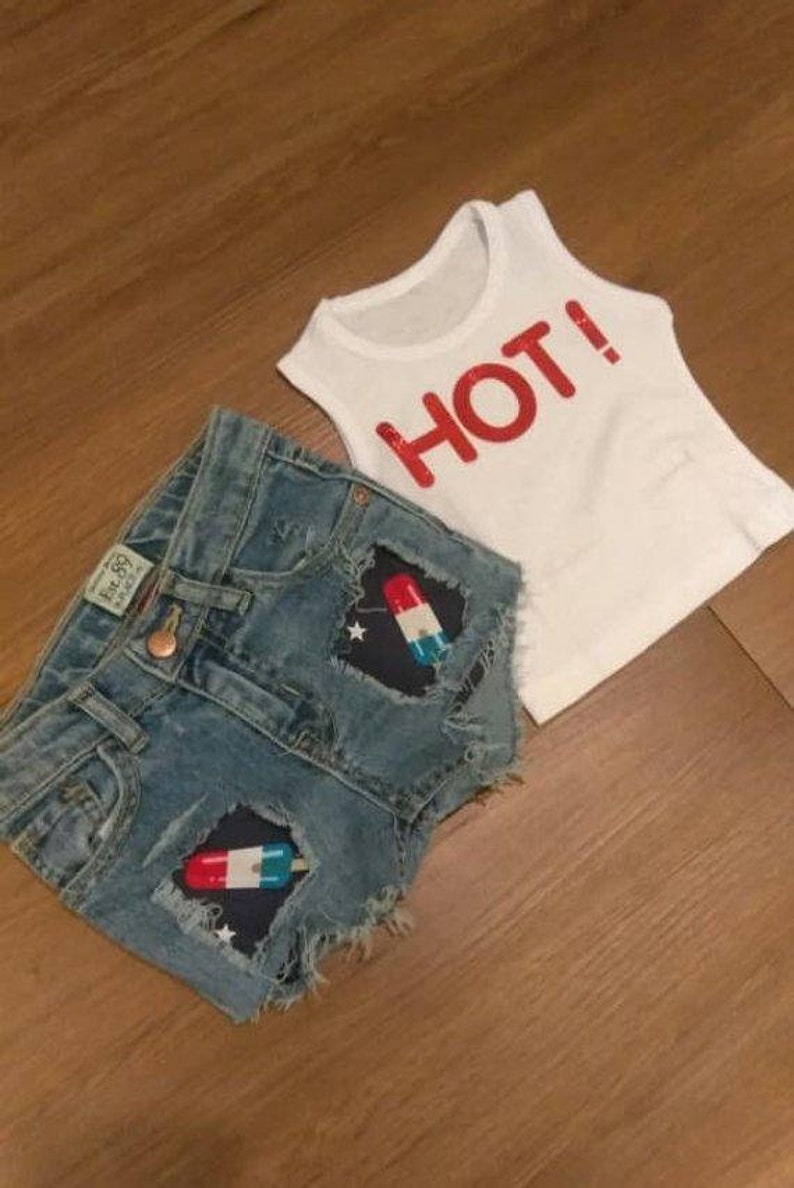 Patriotic distressed shorts Girls distressed denim shorts distressed jeans 4th of July shorts Distressed Bomb Pop Popsicles denim Jeans