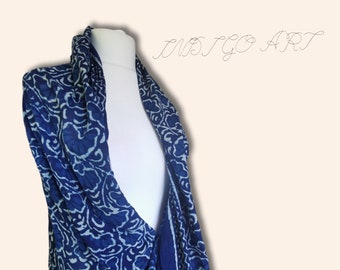 Maxi Cloth Indigo Art, Empreinte de main avec Indigo, Textile Art Kalima