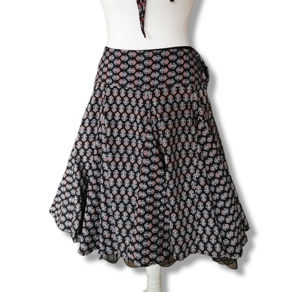 Wide skirt with saddle waistband or jersey waistband, hand printed, high waist skirt, for unique women, rockabilly, 50 er