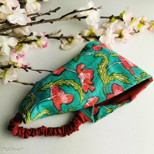 Kalima Hairband &quot;Poppy Turquoise&quot;, Hand Print, Katoen, Wash real