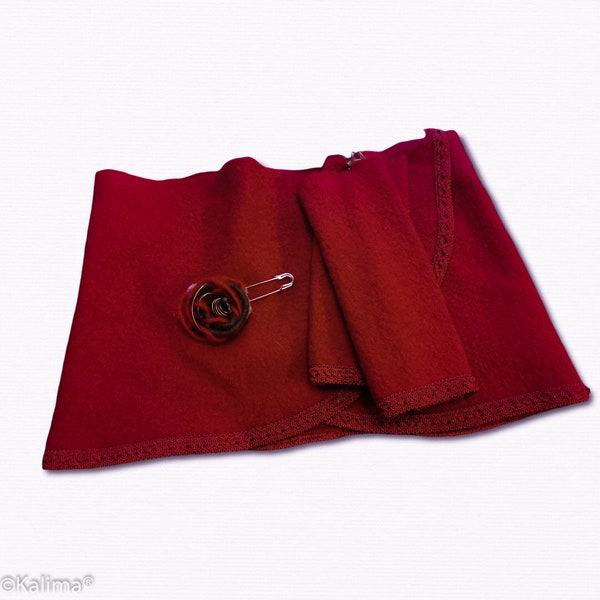 Walk wrap skirt red with border individually or in a set with pulse warmer by Kalima Design
