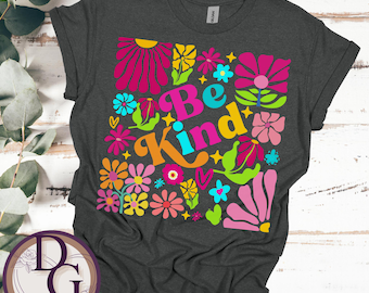 Camiseta "Deja que la bondad florezca" / Camiseta "Sé amable" para la salud mental / Camiseta con estética floral retro / Camiseta con vibras positivas / Regalo para mujeres o adolescentes