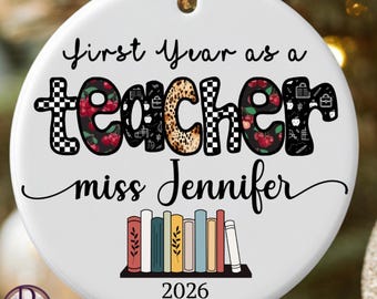 Enfeite personalizado para professores, presente para o primeiro ano como professor, decoração marcante, lembrança para educadores, decoração para árvore de Natal