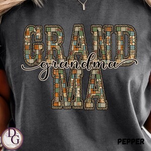 Chemise grand-mère aux couleurs du patchwork, cadeau floral grand-mère grand-mère, t-shirt grande lettre pour maman, nouveau t-shirt grand-mère tendance, haut cadeau fille-mère
