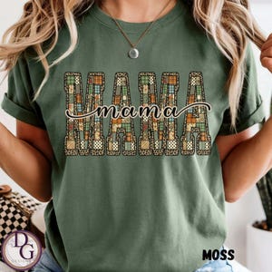 Mama Patchwork Comfort Colors Shirt, Floral Mama Grandma Gift, Large Letter Mom Tee, Trendy New Grandma Tshirt, Daughter to Mother Gift Top