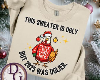 Felpa divertente con motivo a pollo per le feste, maglione natalizio divertente, maglione brutto per le feste, regalo unisex con girocollo per gli amici, abbigliamento invernale esilarante
