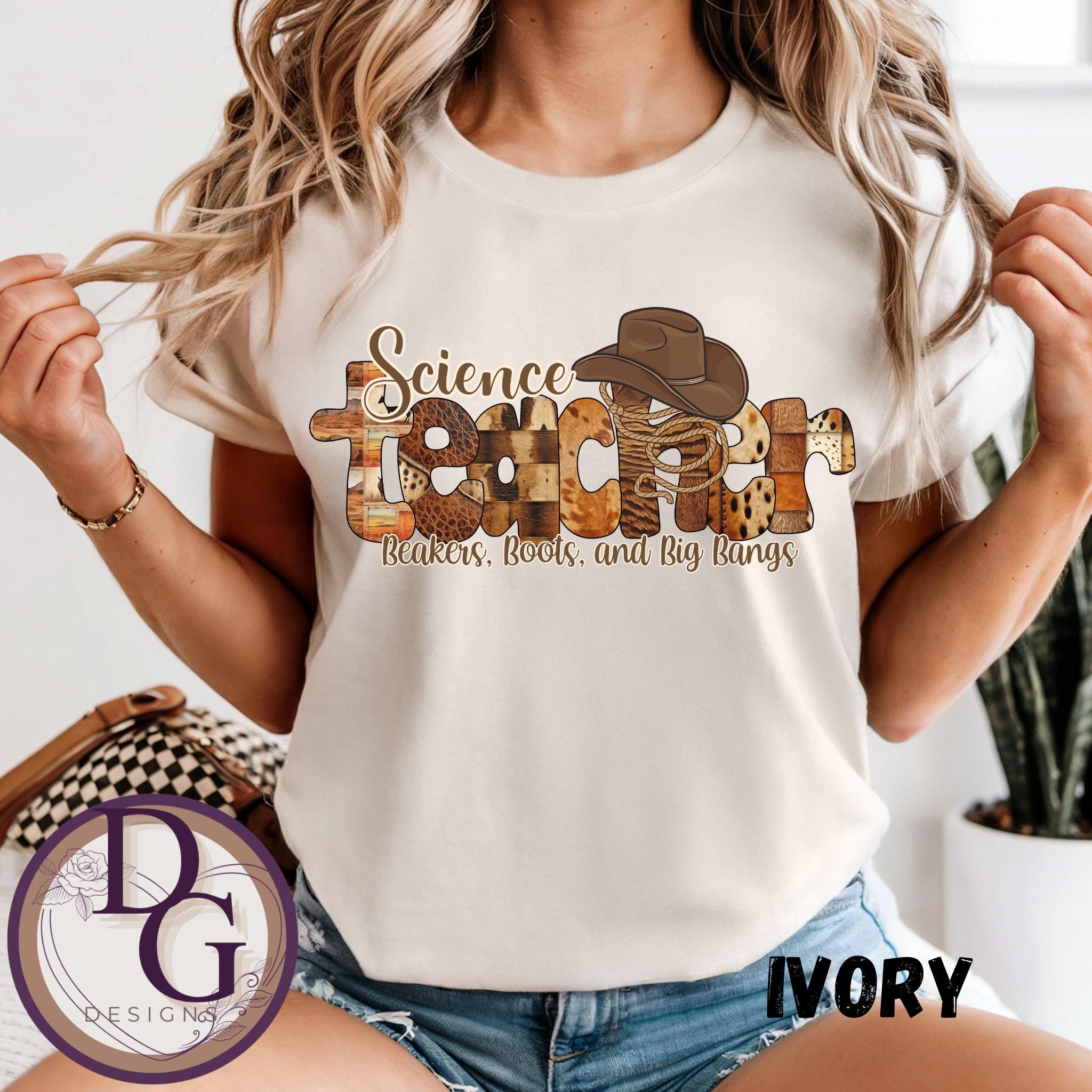 Western Theme Science Teacher Shirt Comfort Colors Tee White Ivory