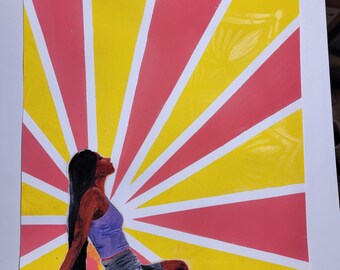 Podpisany, numerowany wydruk oryginalnego dzieła sztuki akrylowej zatytułowanego „Serenity” autorstwa RJ Narey 2025 z ręcznie malowanym detalem świecącej mandali