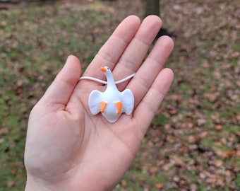 Naszyjnik z białą gęsią, wisiorek z gęsią 3D