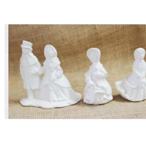 Ceramic Village people - set of 3 pieces ready for you to decorate.