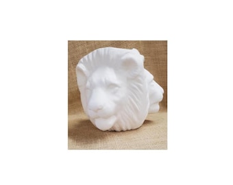 Lion Head planter or vase.  Unusual with three faces.