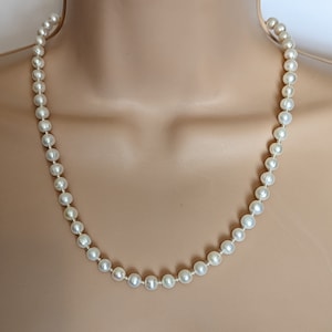Freshwater Pearl Necklace, White Natural Shaped Pearls and Sterling Silver Beads, Pearl Necklace for Women