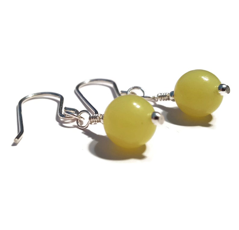 Female Birthday Supprise Gift Wear Jade Earrings Silver Natural Olive Jade Jewellery Green Gemstone Bead Statement Earrings
