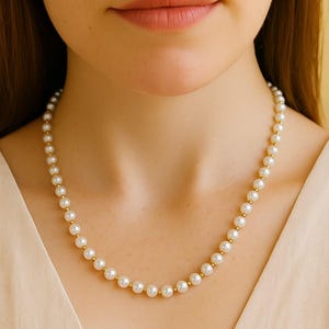 Pearl Necklace in 9ct Solid Gold, Natural Pearls and 9ct Gold Beads, Luxurious Necklace Gift for Her