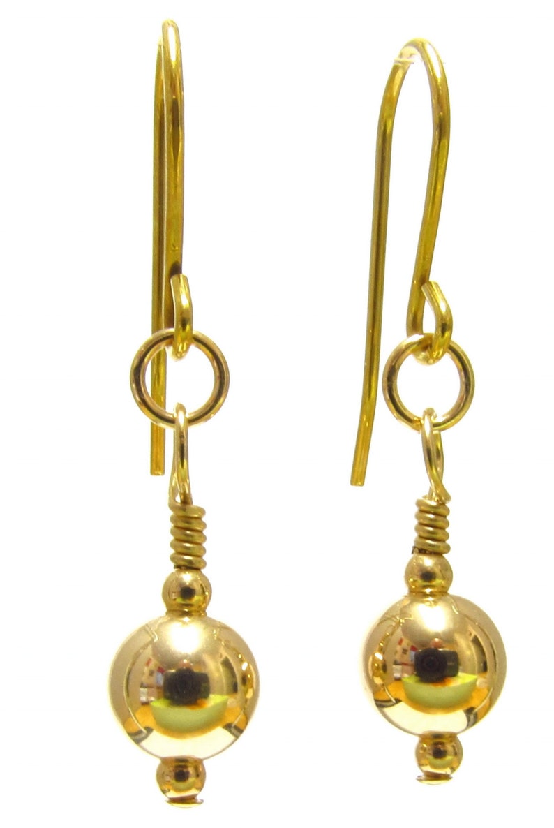 9ct Gold Earrings, Dangle Drop Earrings with 6mm Gold Balls, Gift Boxed image 6