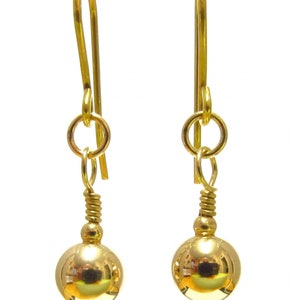 9ct Gold Earrings, Dangle Drop Earrings with 6mm Gold Balls, Gift Boxed image 4