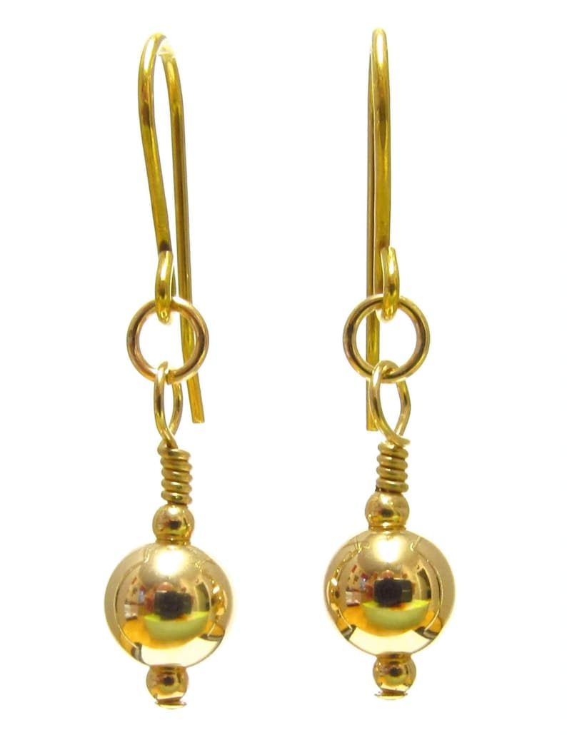 9ct Gold Earrings, Dangle Drop Earrings with 6mm Gold Balls, Gift Boxed image 4