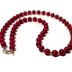 Collier de perles de corail rouge en or 9 carats, bijoux de déclaration de pierres précieuses rouges audacieuses image 7